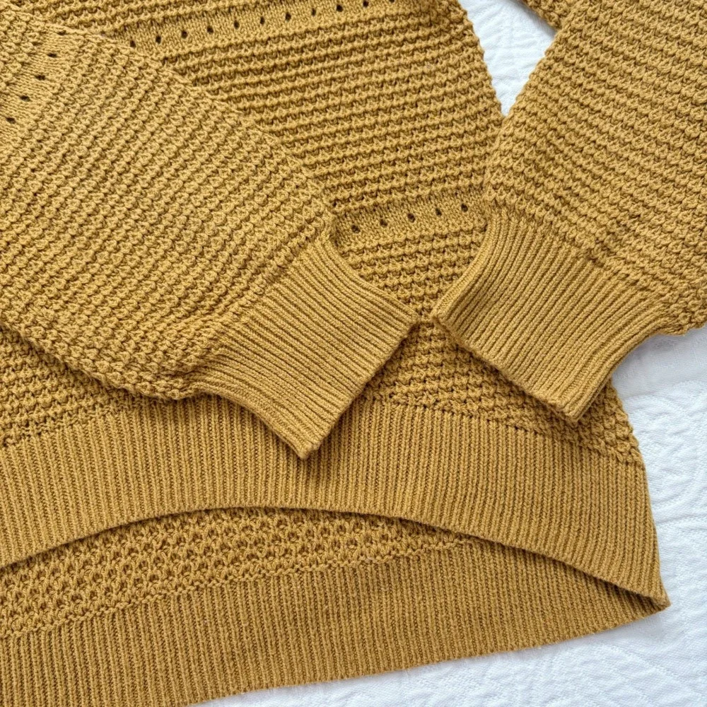 Old Navy Girls' Textured Knit Hi-Low Sweater, Mustard Sz L 10-12